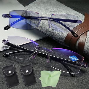 Inteligentne okulary multifokalne z filtrem niebieskiego światła + Skórzane etui gratis