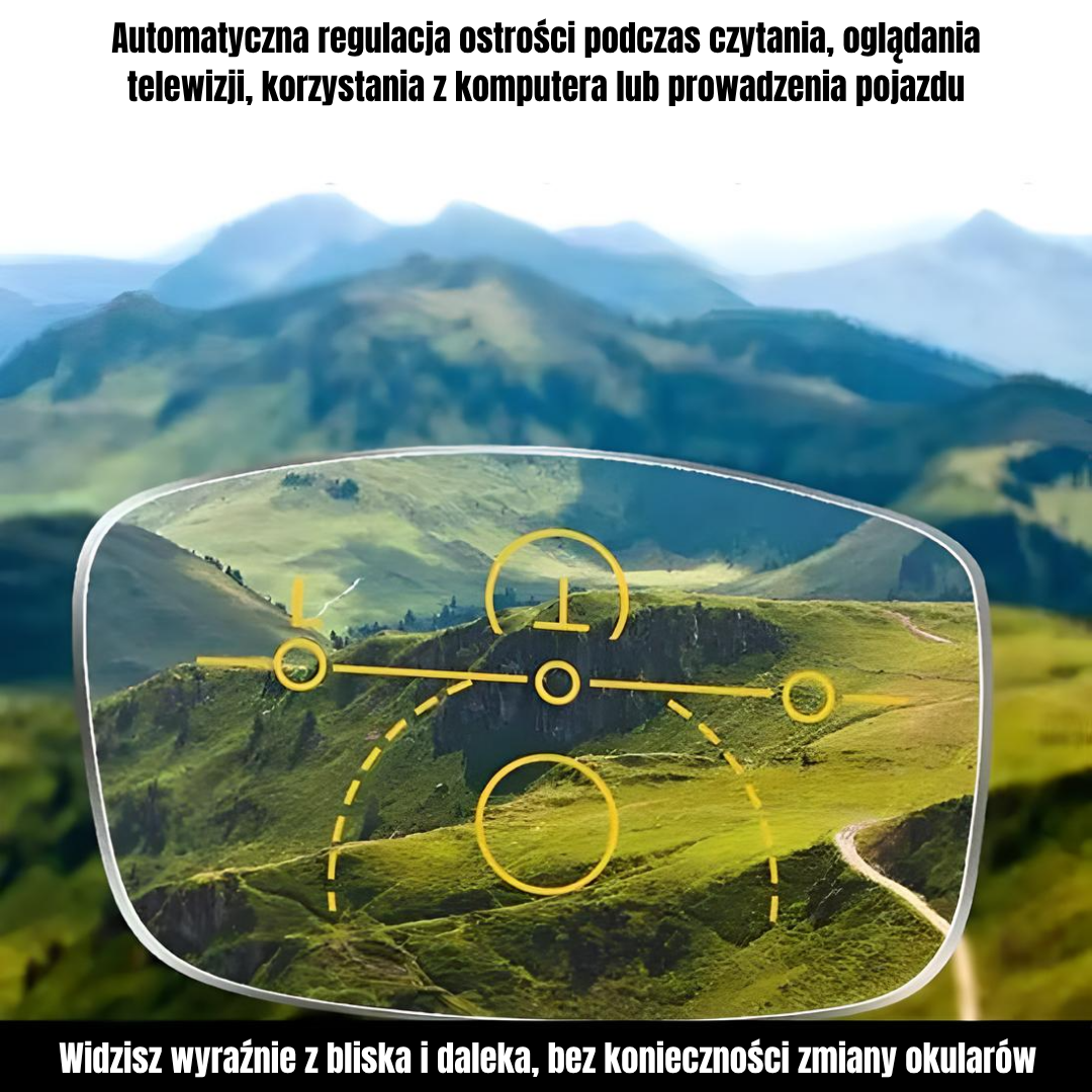 Inteligentne okulary multifokalne z filtrem niebieskiego światła + Skórzane etui gratis