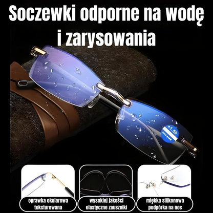 Inteligentne okulary multifokalne z filtrem niebieskiego światła + Skórzane etui gratis