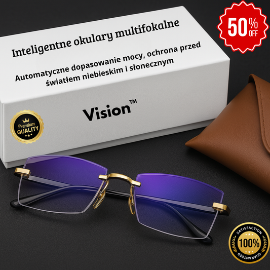 Inteligentne okulary multifokalne z filtrem niebieskiego światła + Skórzane etui gratis